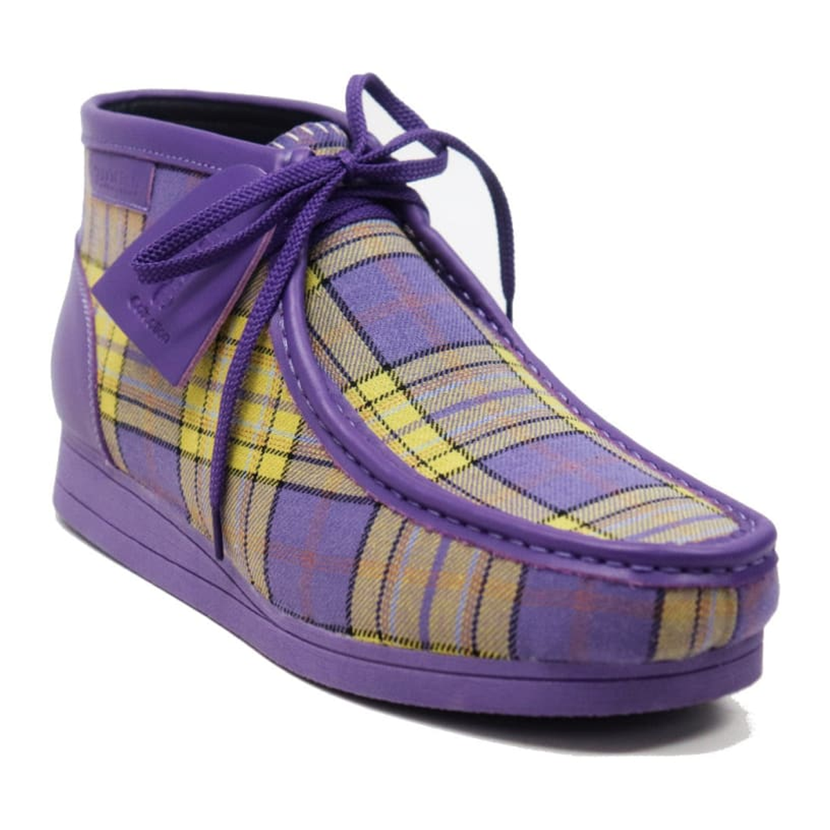 British Walkers New Castle men's Purple Plaid ankle boots, three-quarter side view