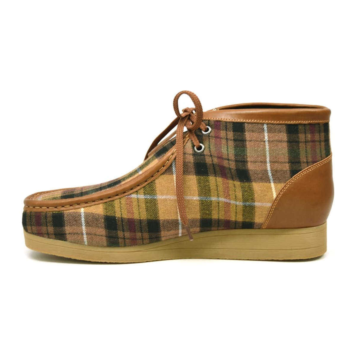British Walkers New Castle men's Tan Plaid ankle boots, left-facing side view