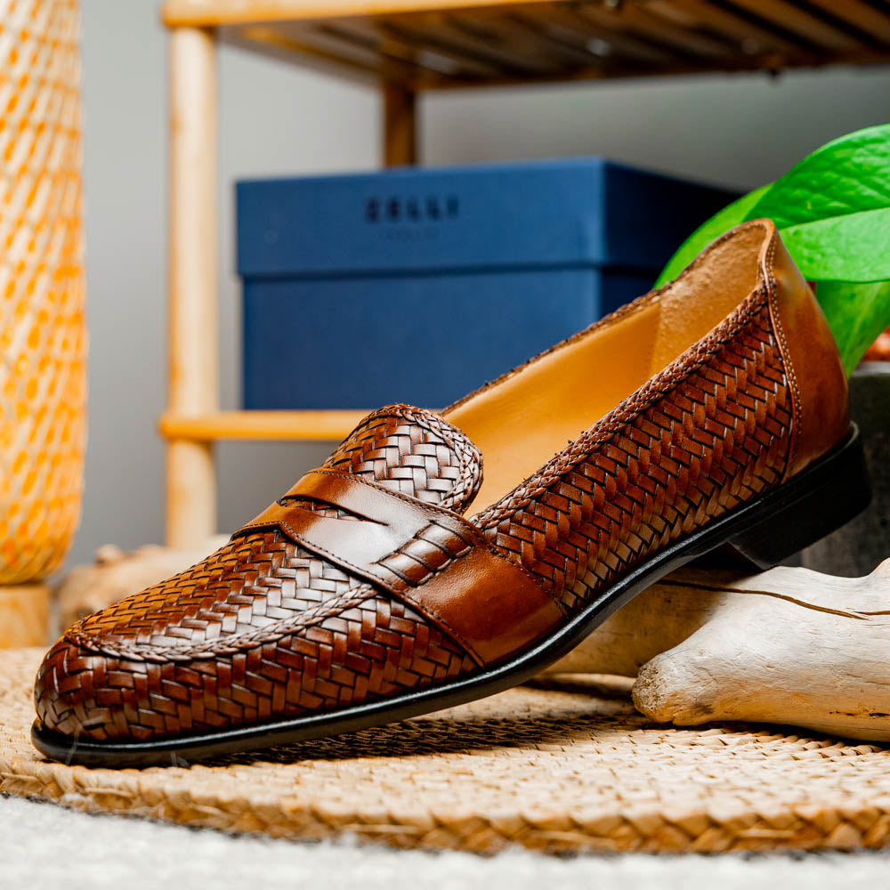 Zelli Italia 15-585-CGN NICOLA Italian Calfskin Basketweave, Cognac View 10
