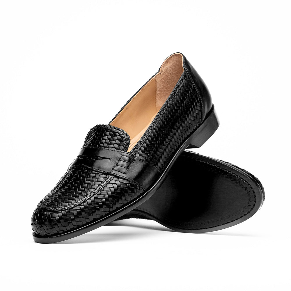 Zelli Italia 15-585-BLK NICOLA Italian Calfskin Basketweave, Black Side View