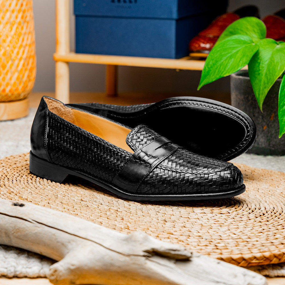 Zelli Italia 15-585-BLK NICOLA Italian Calfskin Basketweave, Black View 9