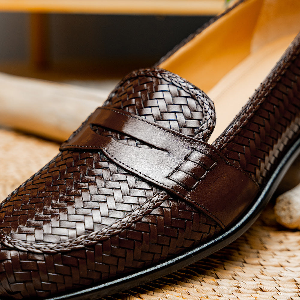 Zelli Italia 15-585-BRN NICOLA Italian Calfskin Basketweave, Dark Brown View 10