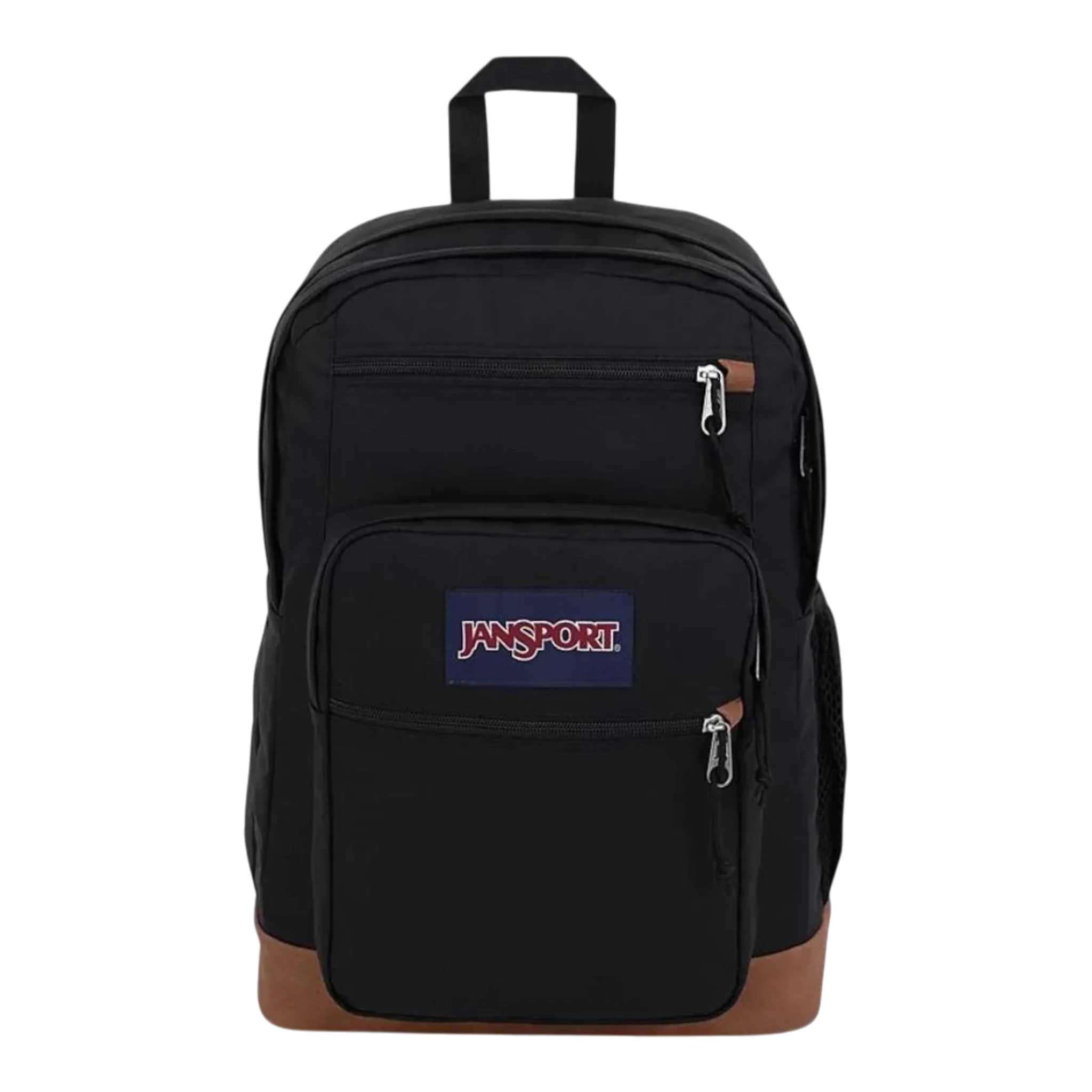 JanSport Cool Student Backpack 34L — Black Leather-Trim Laptop Pack