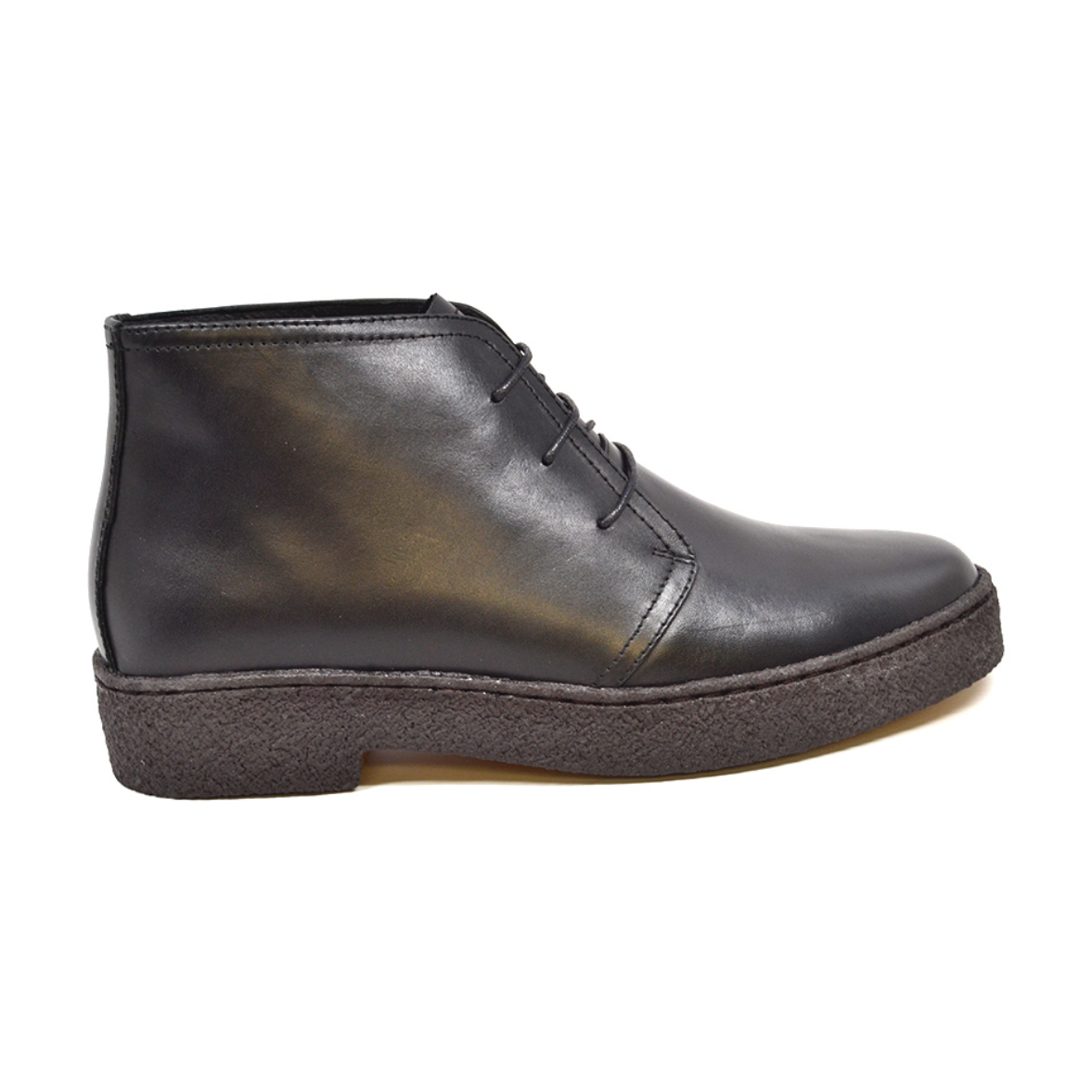 British Walkers Original Men's High Top Black Leather Shoes with Gummy Soles view 3