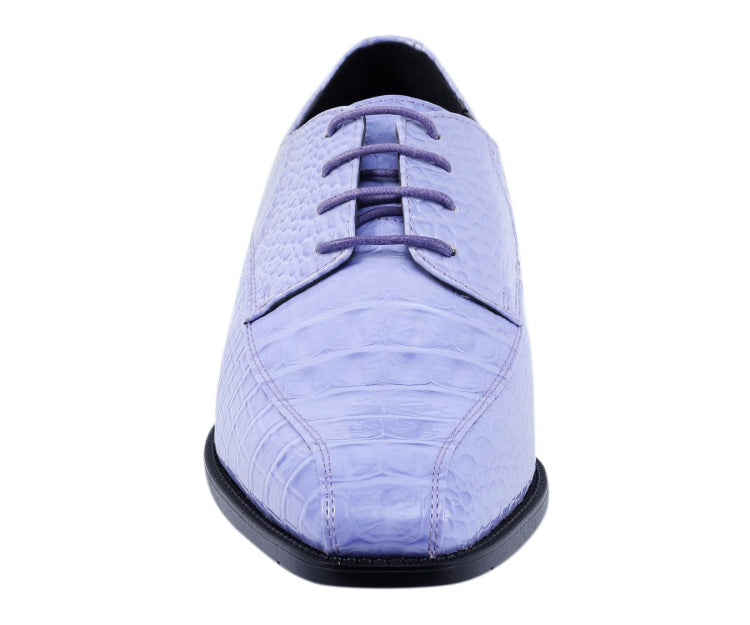 Amali Harvey Croc Embossed Men's Lavender Animal Print Leather Exotic Oxford Shoes