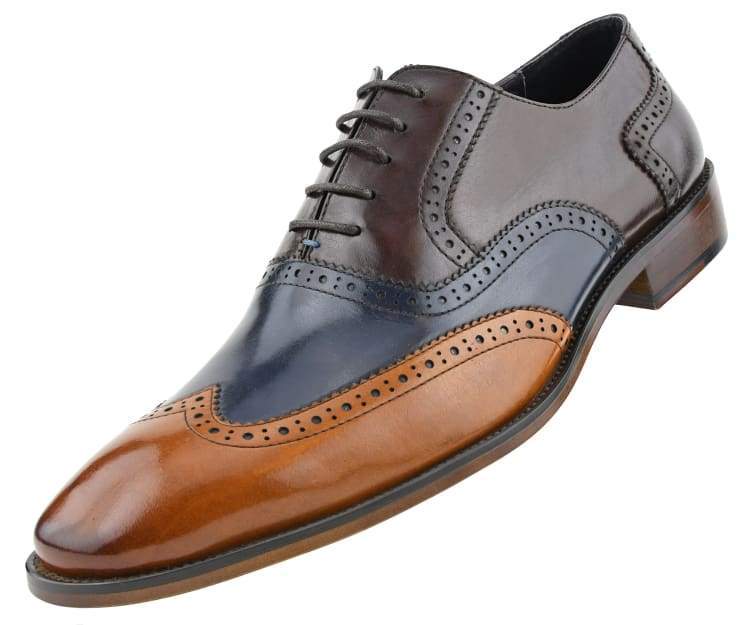 Ag100 Buffalo Calf Leather Two-Tone Wingtip Oxfords