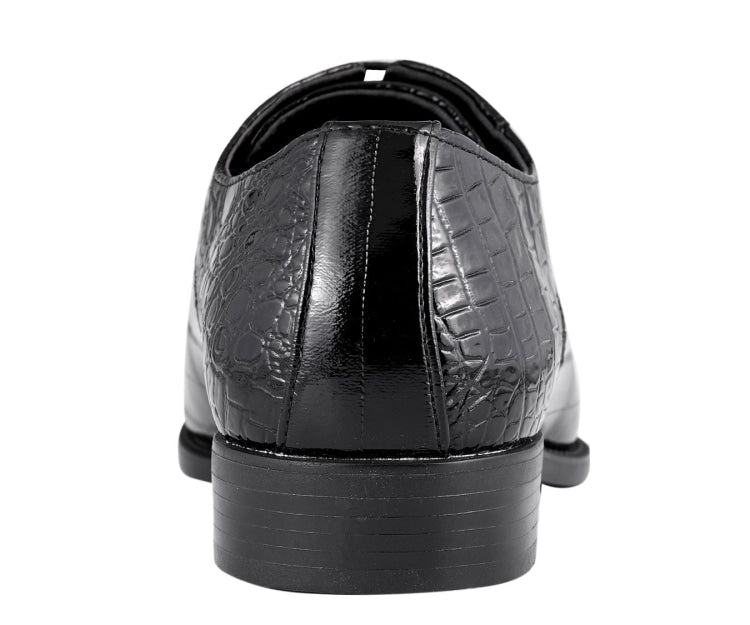 Amali Harvey Croc Embossed Leather Men's Black Animal Print Sophisticated Oxford Shoes