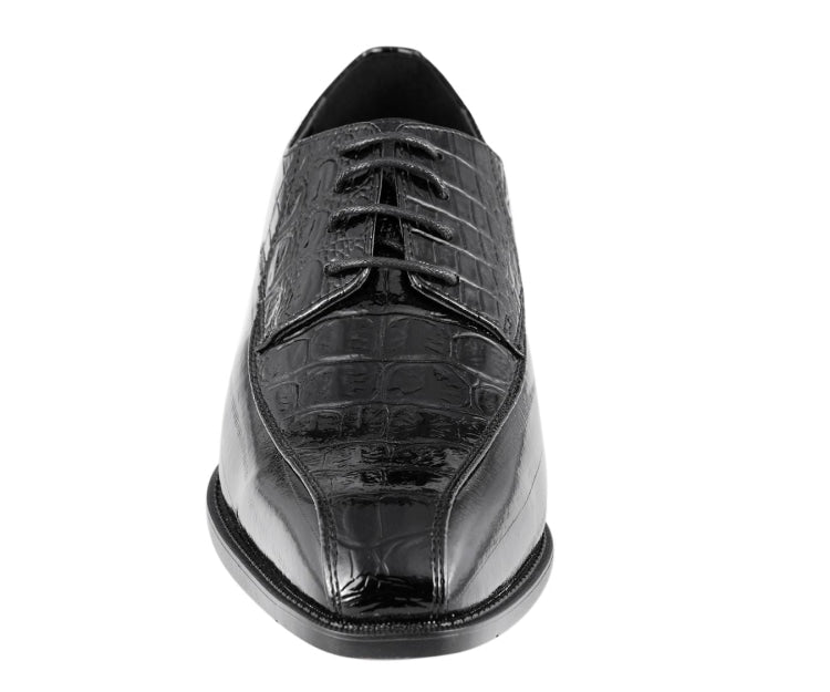 Amali Harvey Croc Embossed Leather Men's Black Animal Print Sophisticated Oxford Shoes