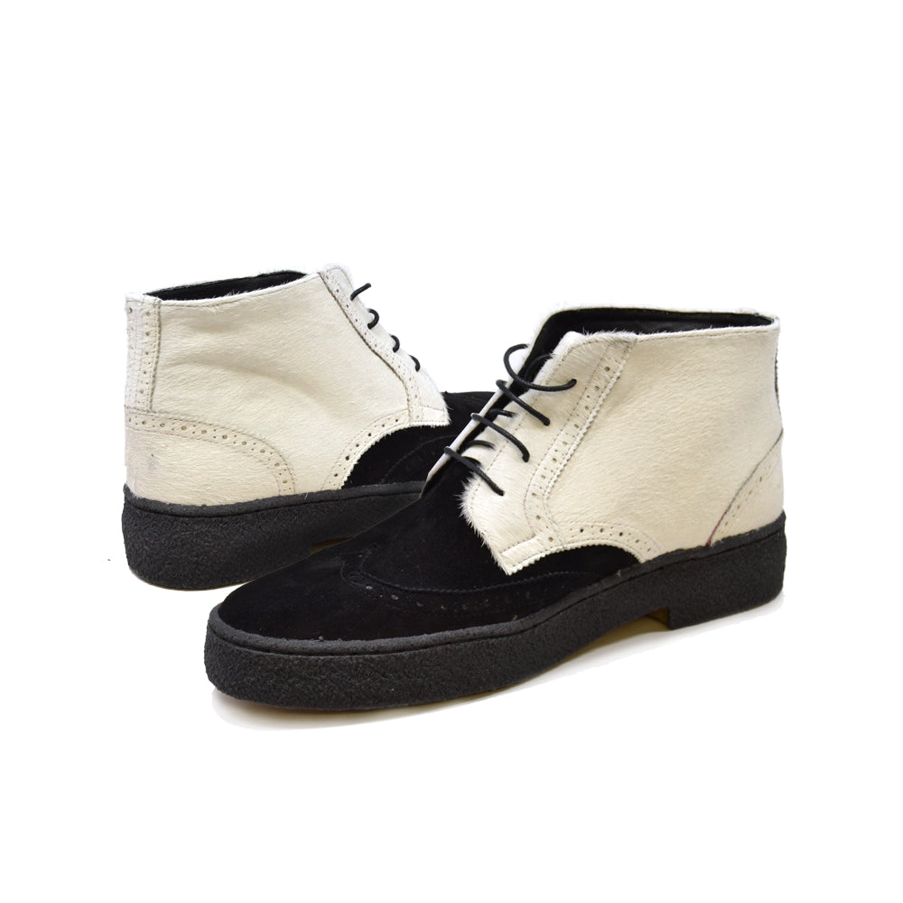 British Walkers Men's White and Black Pony and Lama Baby Hair Shoes view 1