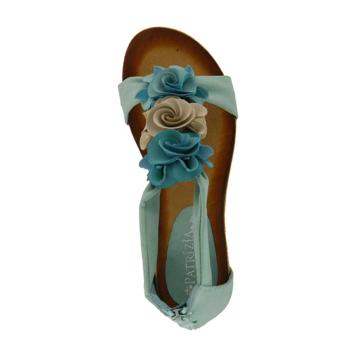 Patrizia Harlequin Multi wedge sandal in Aqua Multi, top view