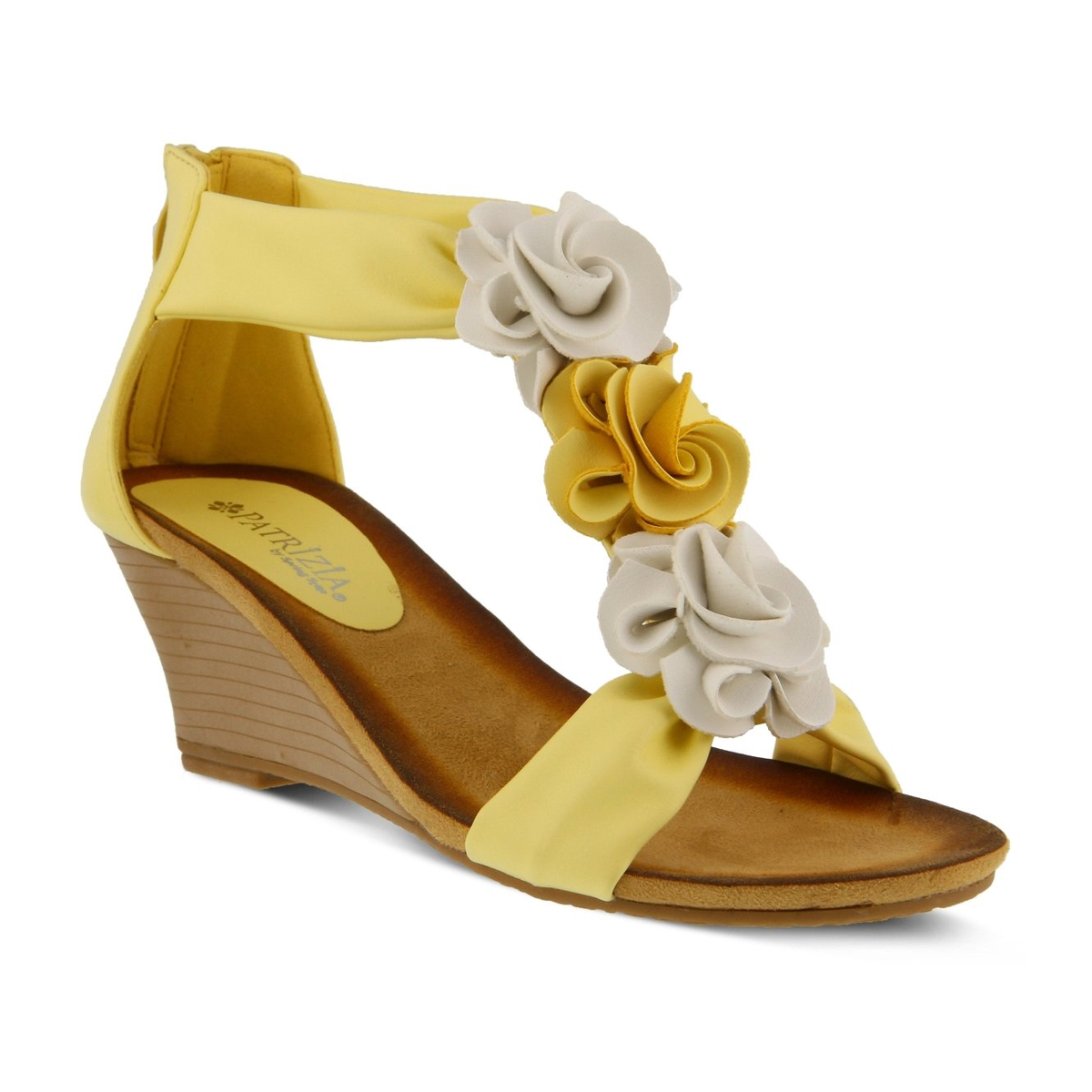 Patrizia Harlequin Multi wedge sandal in Light Yellow, front three-quarter view