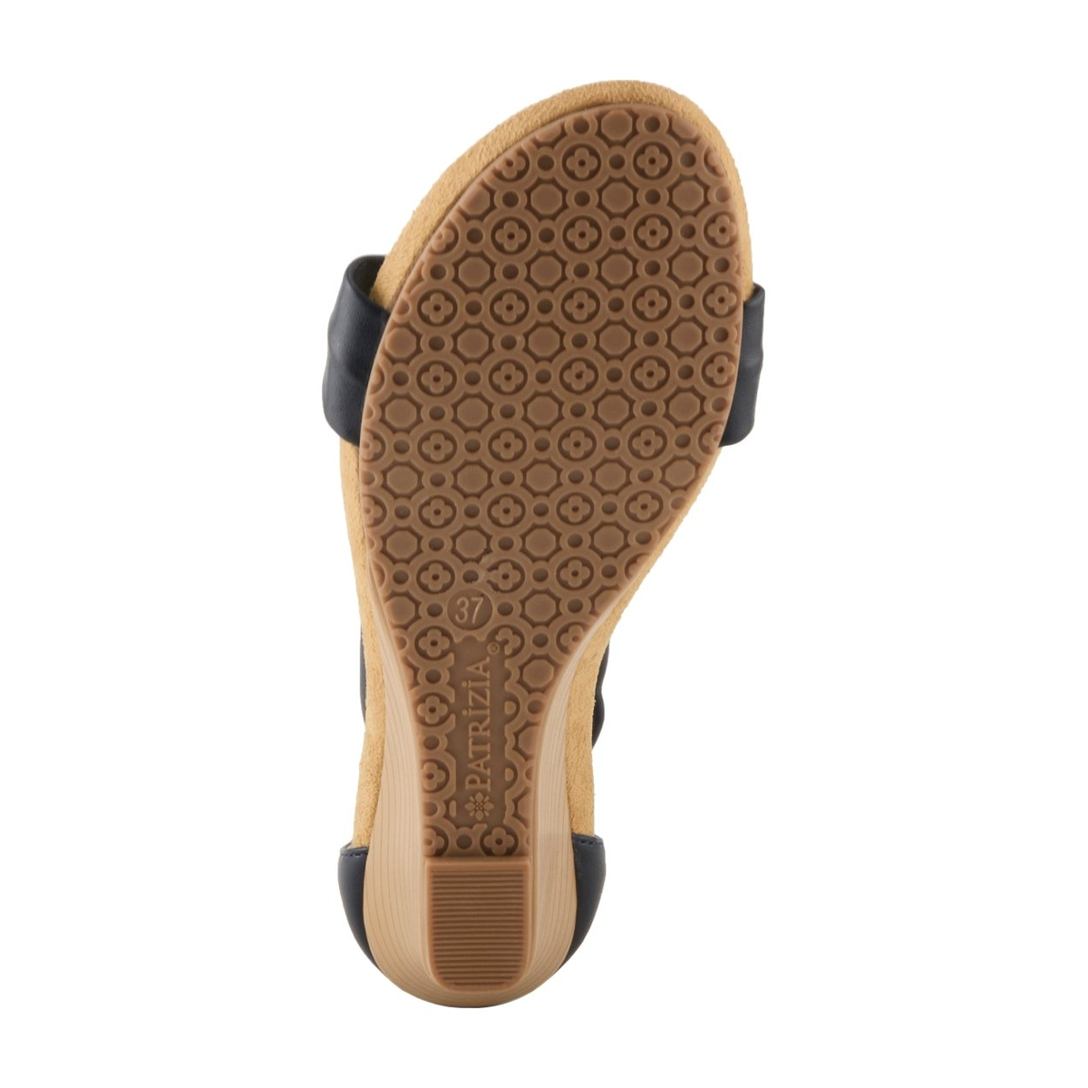 Patrizia Harlequin Multi wedge sandal in Navy Multi, outsole view