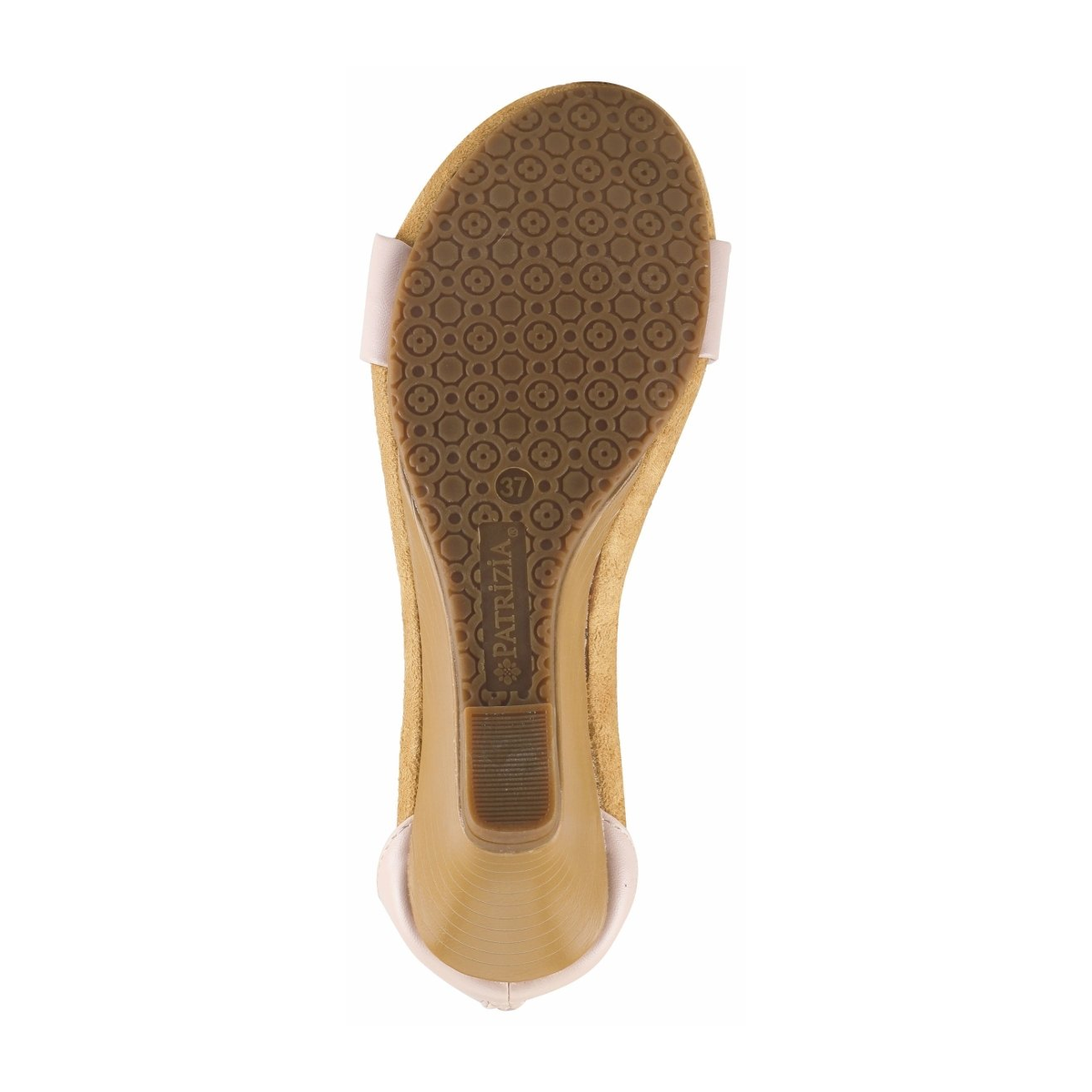Patrizia Harlequin Multi wedge sandal in Peach Multi, outsole view