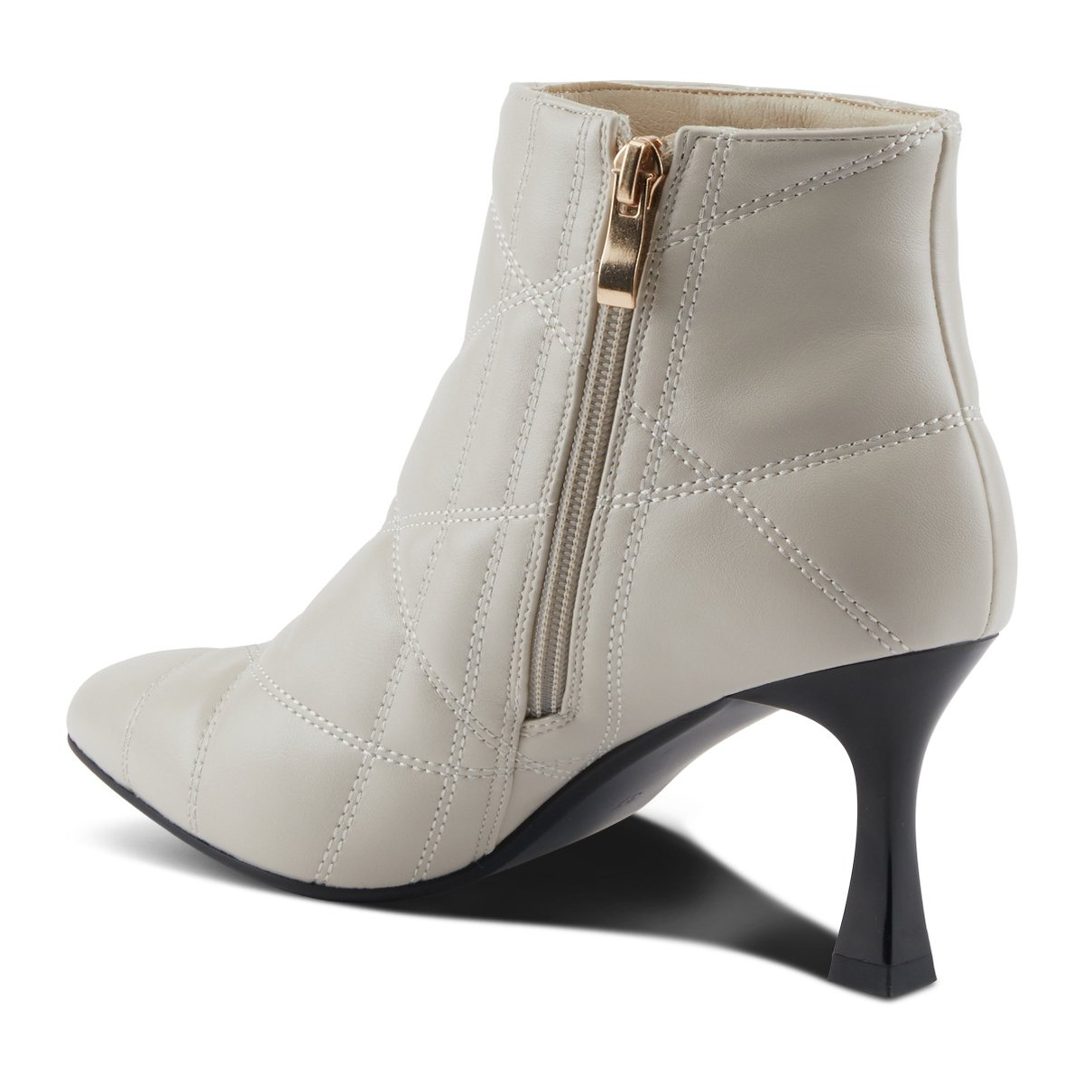 Patrizia Theana women's off white quilted ankle boot, rear inner three-quarter view