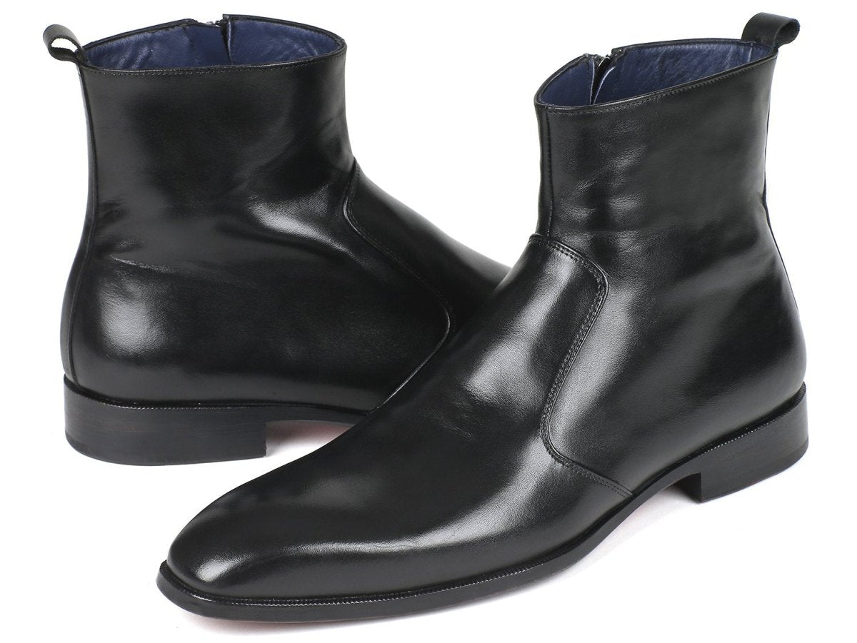 Paul Parkman Black Leather Side Zipper Boots (IDBT485 - BLK)