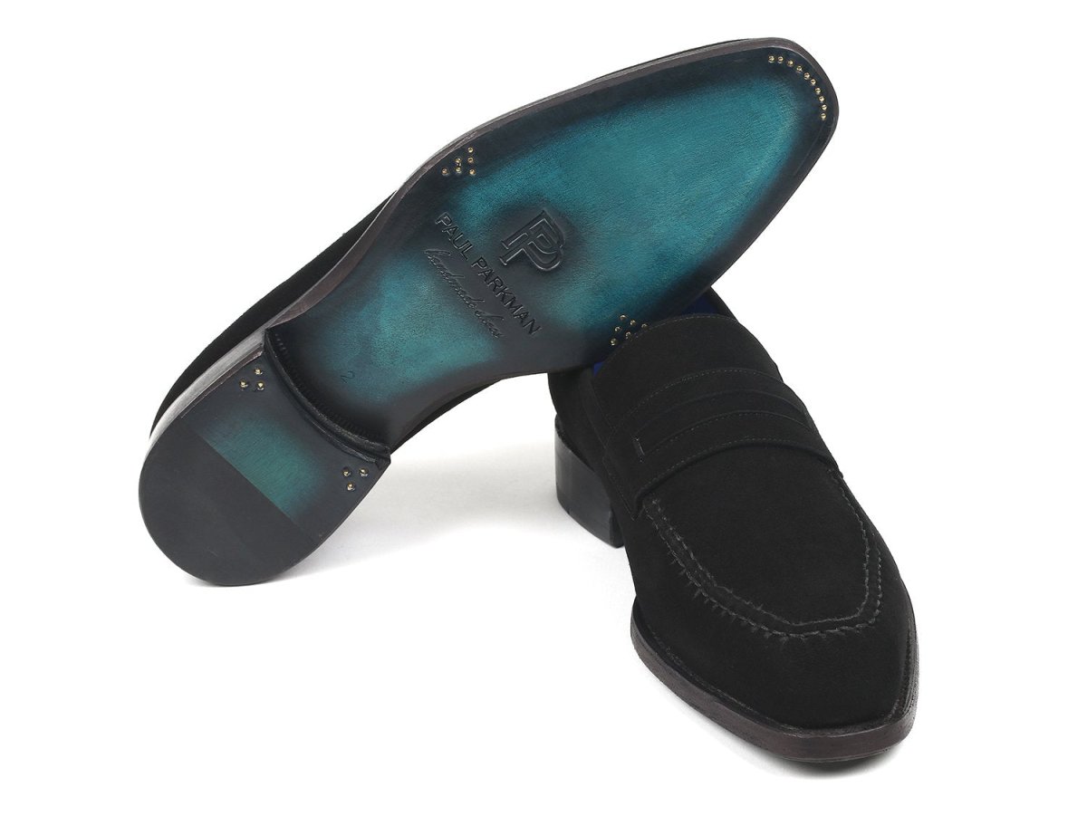 Paul Parkman Black Suede Goodyear Welted Loafers (ID38AX95)