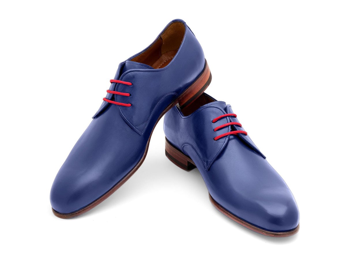 Paul Parkman Blue Hand Painted Derby Shoes (ID633BLU13)
