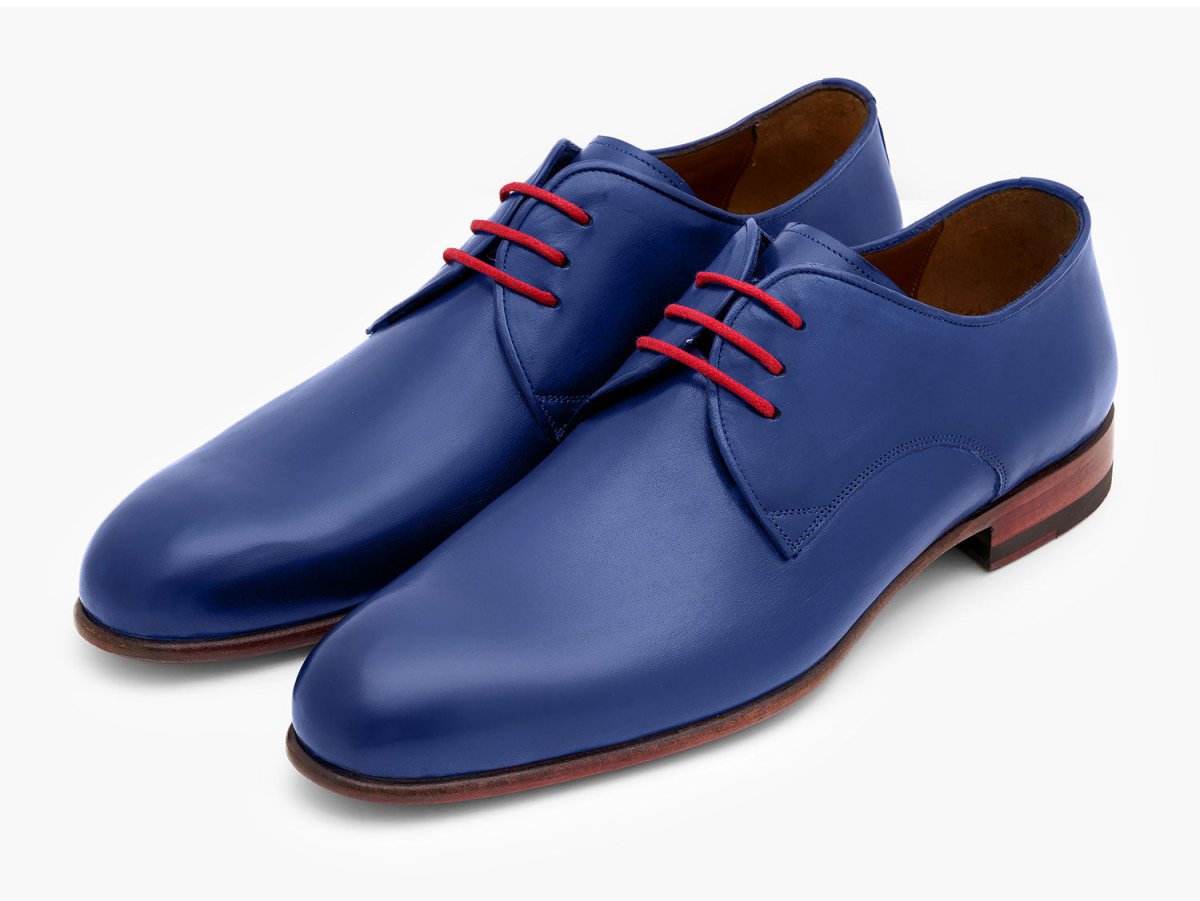 Paul Parkman Blue Hand Painted Derby Shoes (ID633BLU13)