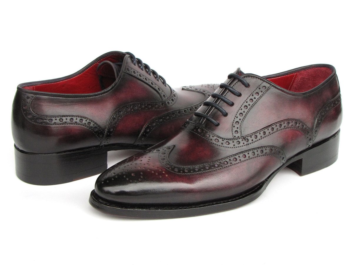 Paul Parkman Bordeaux Burnished Goodyear Welted Wingtip Oxford Shoes (ID66BRD94)