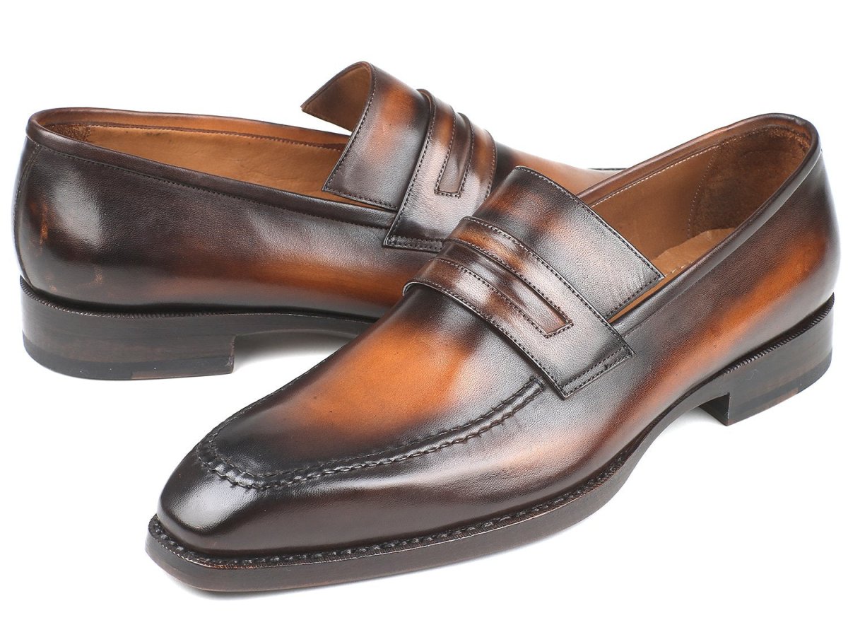 Paul Parkman Brown Burnished Goodyear Welted Loafers (ID36LFBRW)