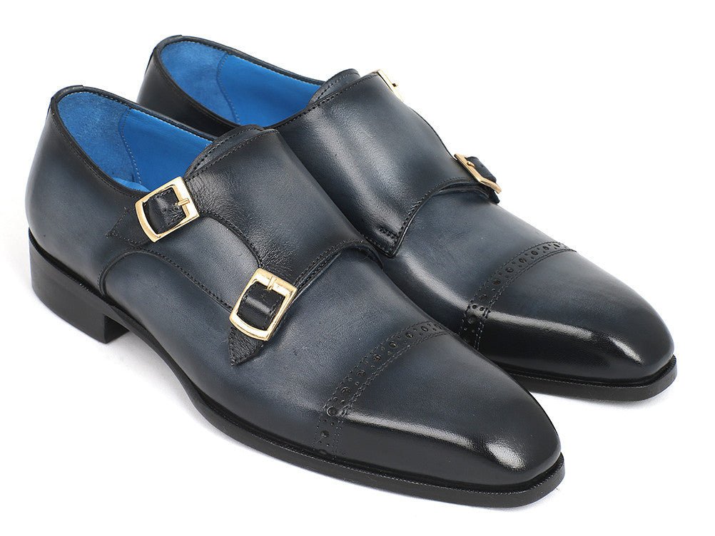 Paul Parkman Captoe Double Monkstraps Navy (ID045NVY62)