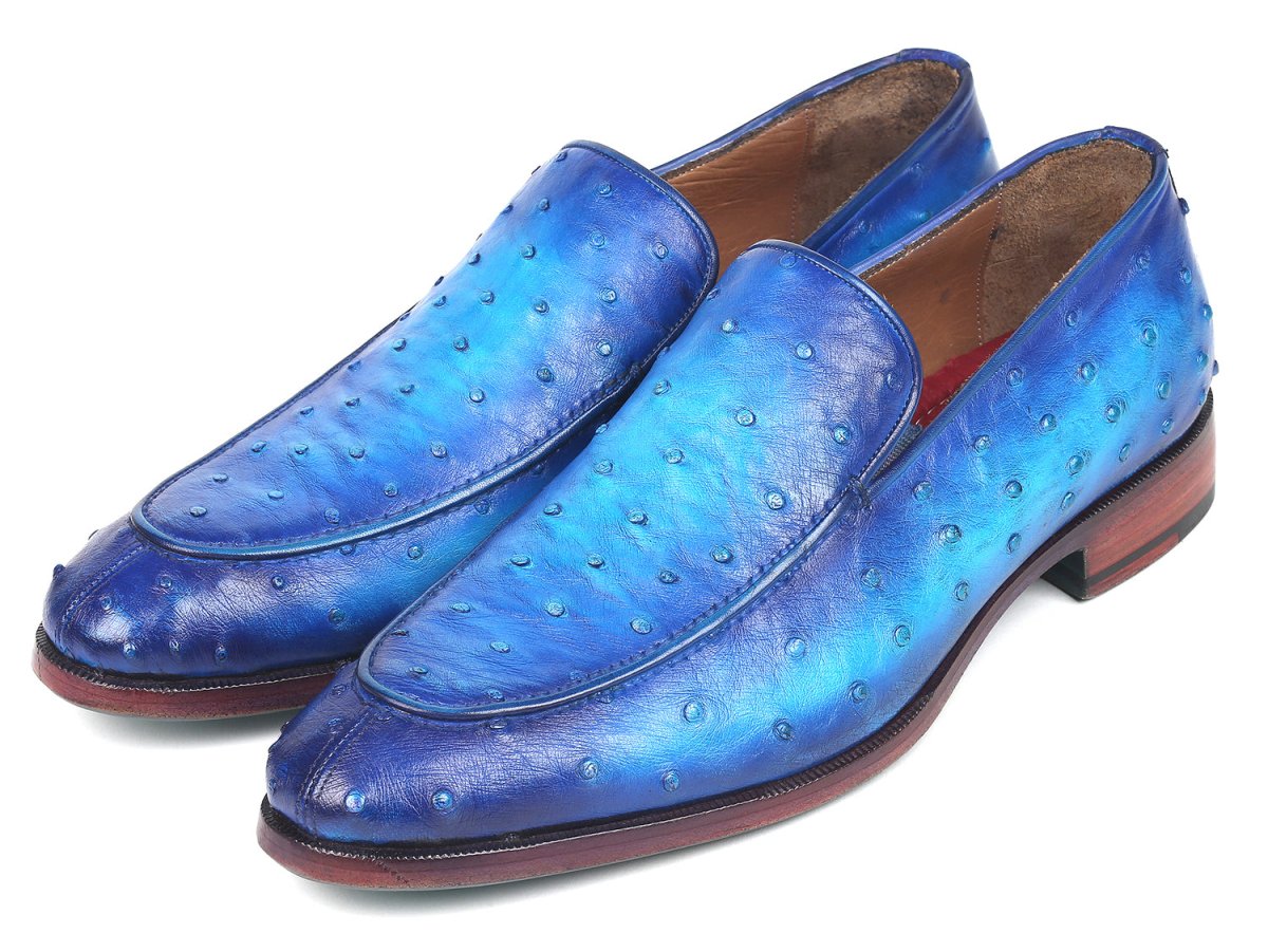 Paul Parkman Genuine Ostrich Loafers Ocean Blue (ID73954 BLU)