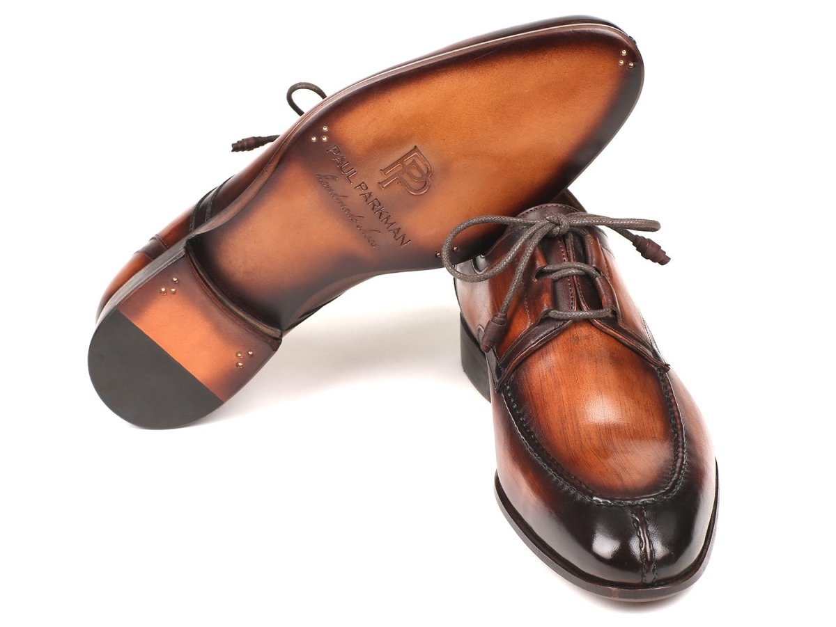 Paul Parkman Ghillie Lacing Brown Burnished Dress Shoes (IDGU567BRW)