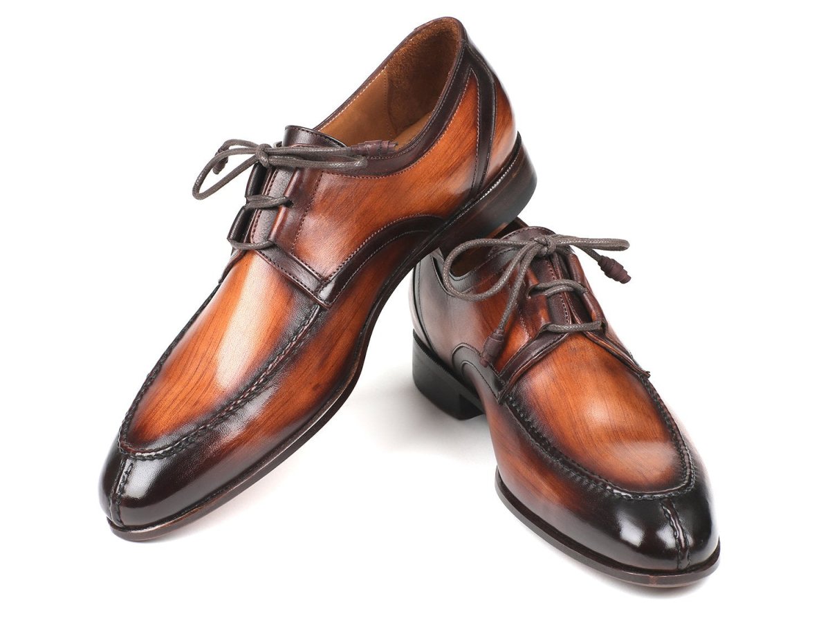 Paul Parkman Ghillie Lacing Brown Burnished Dress Shoes (IDGU567BRW)