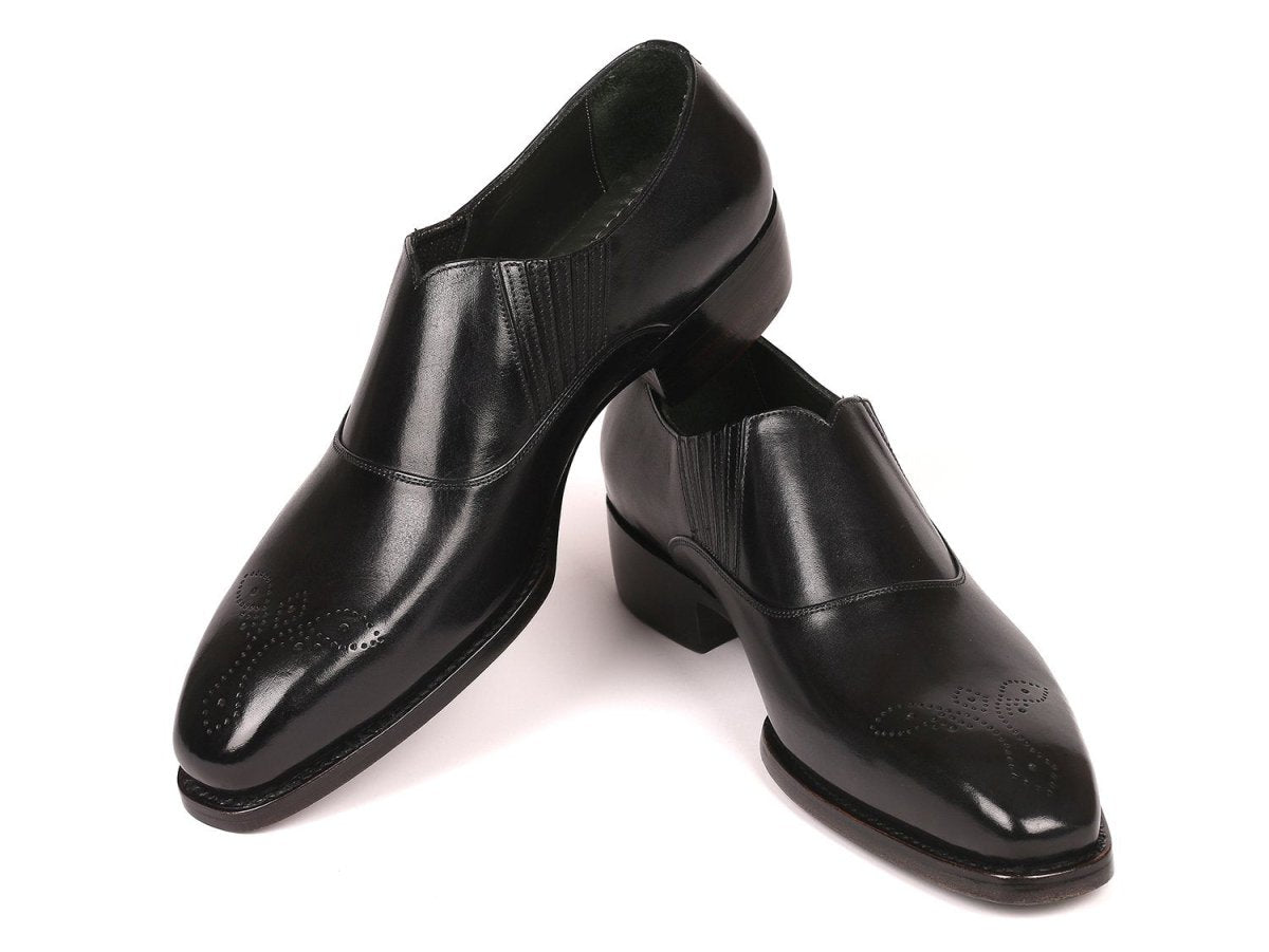 Paul Parkman Goodyear Welted Black Elasticated Loafers (IDGH861TR)