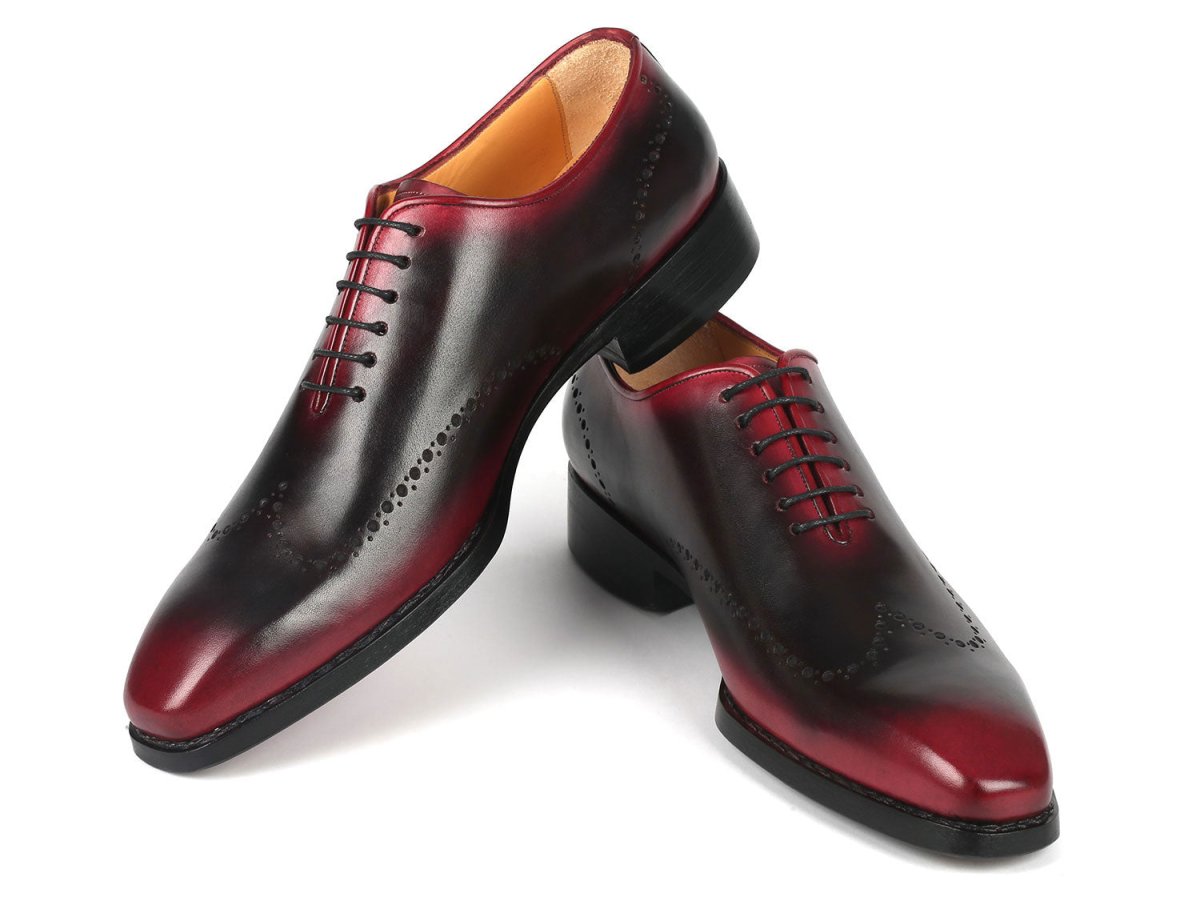 Paul Parkman Goodyear Welted Men's Red and Black Oxford Shoes (ID081 B51)