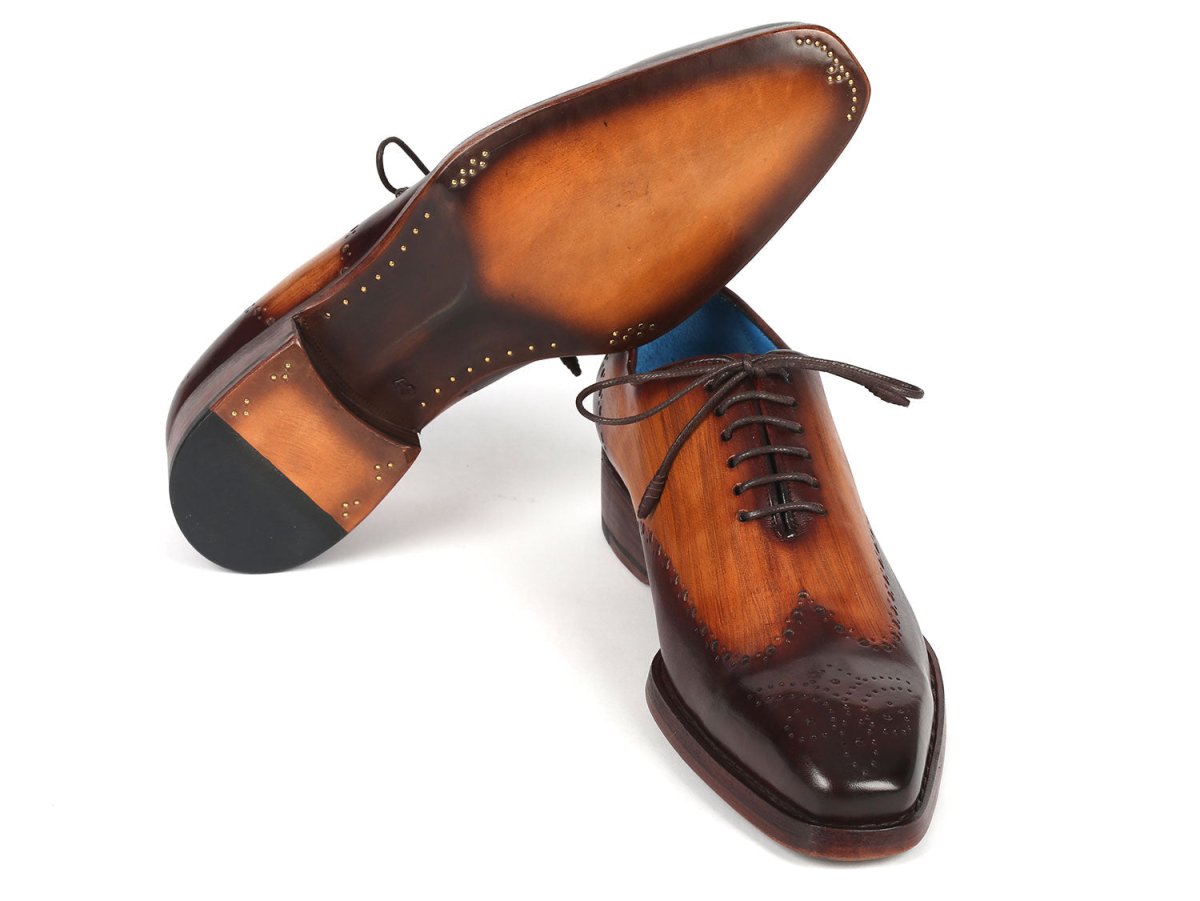 Paul Parkman Goodyear Welted Men's Two Tone Brown Oxford Shoes (ID081 K33)