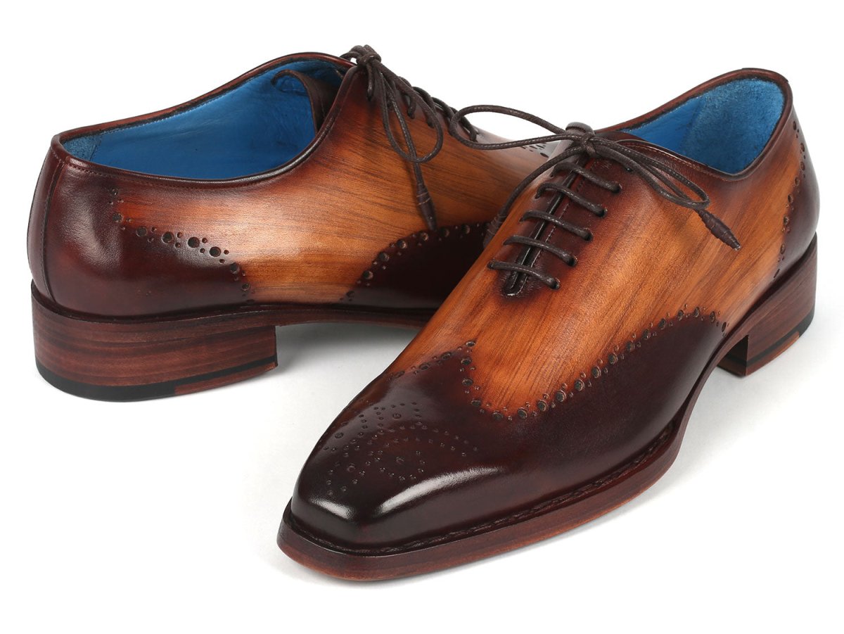 Paul Parkman Goodyear Welted Men's Two Tone Brown Oxford Shoes (ID081 K33)