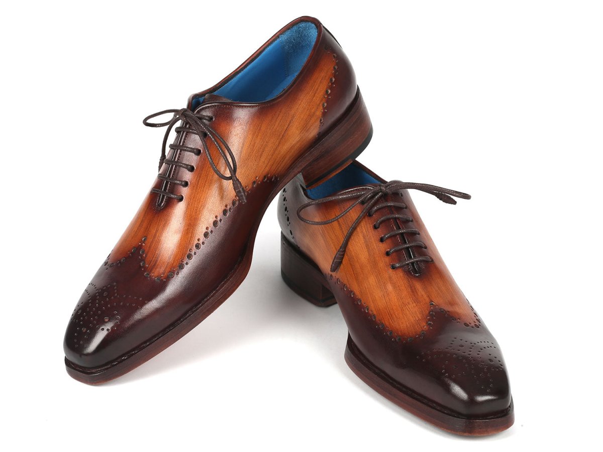 Paul Parkman Goodyear Welted Men's Two Tone Brown Oxford Shoes (ID081 K33)