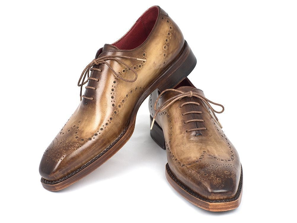 Paul Parkman Goodyear Welted Men's Wingtip Oxfords Antique Olive (ID87OLV54)