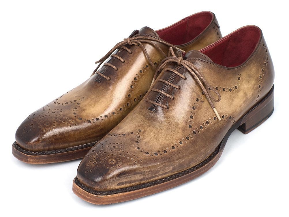 Paul Parkman Goodyear Welted Men's Wingtip Oxfords Antique Olive (ID87OLV54)