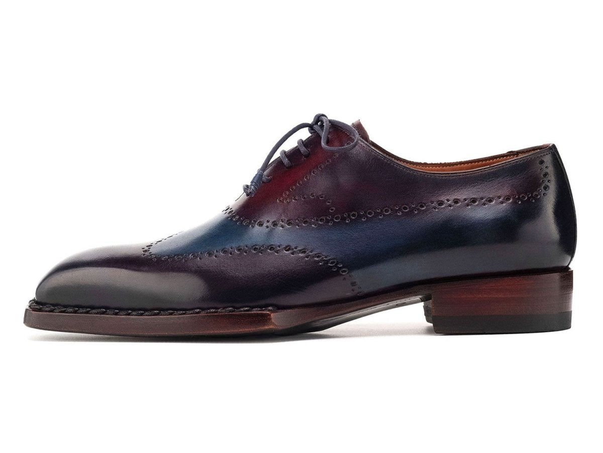 Paul Parkman Goodyear Welted Men's Wingtip Oxfords Bordeaux and Blue (ID81BRL94)