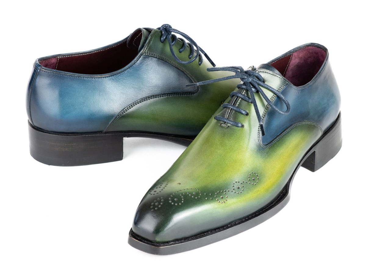 Paul Parkman Goodyear Welted nched Oxfords Blue and Green (ID5364 GBL)