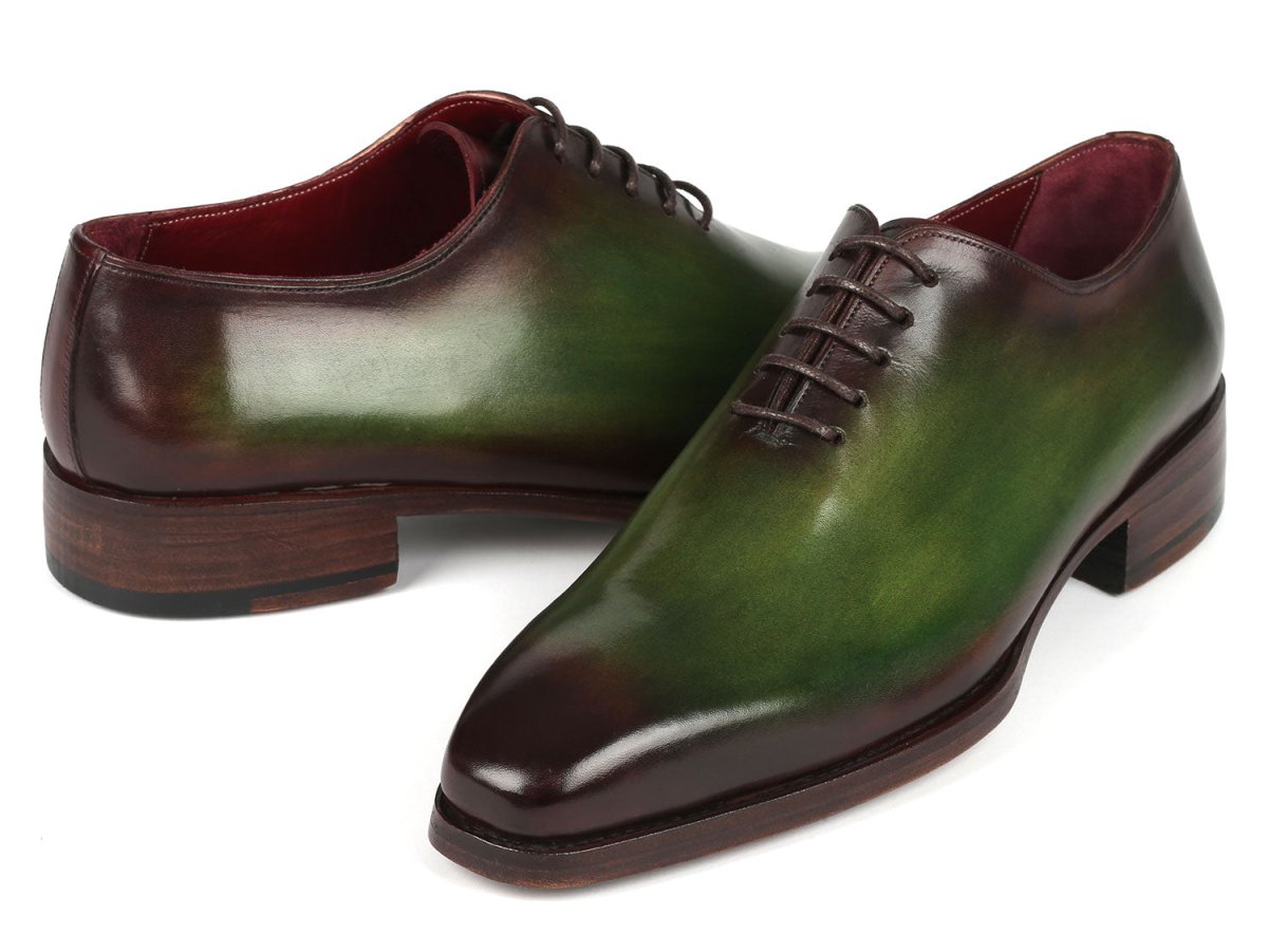 Paul Parkman Goodyear Welted Wholecut Oxfords Green and Bordeaux (ID044GBD)