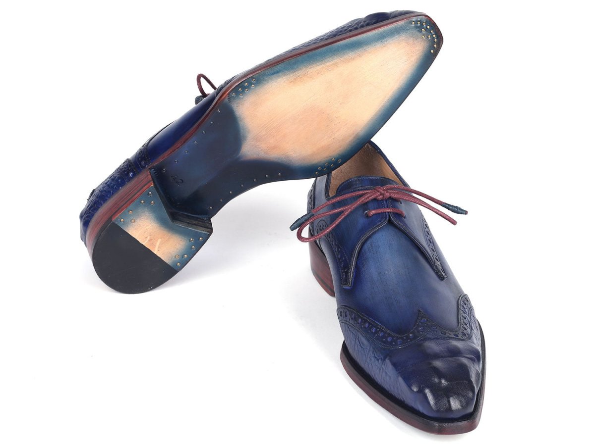 Paul Parkman Goodyear Welted Wingtip Derby Shoes Blue and Navy
