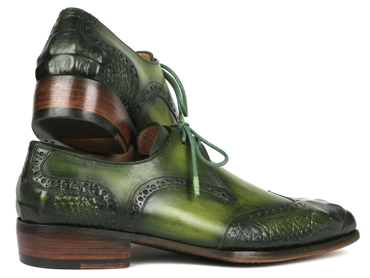 Paul Parkman Goodyear Welted Wingtip Derby Shoes Green (ID584 GRN)