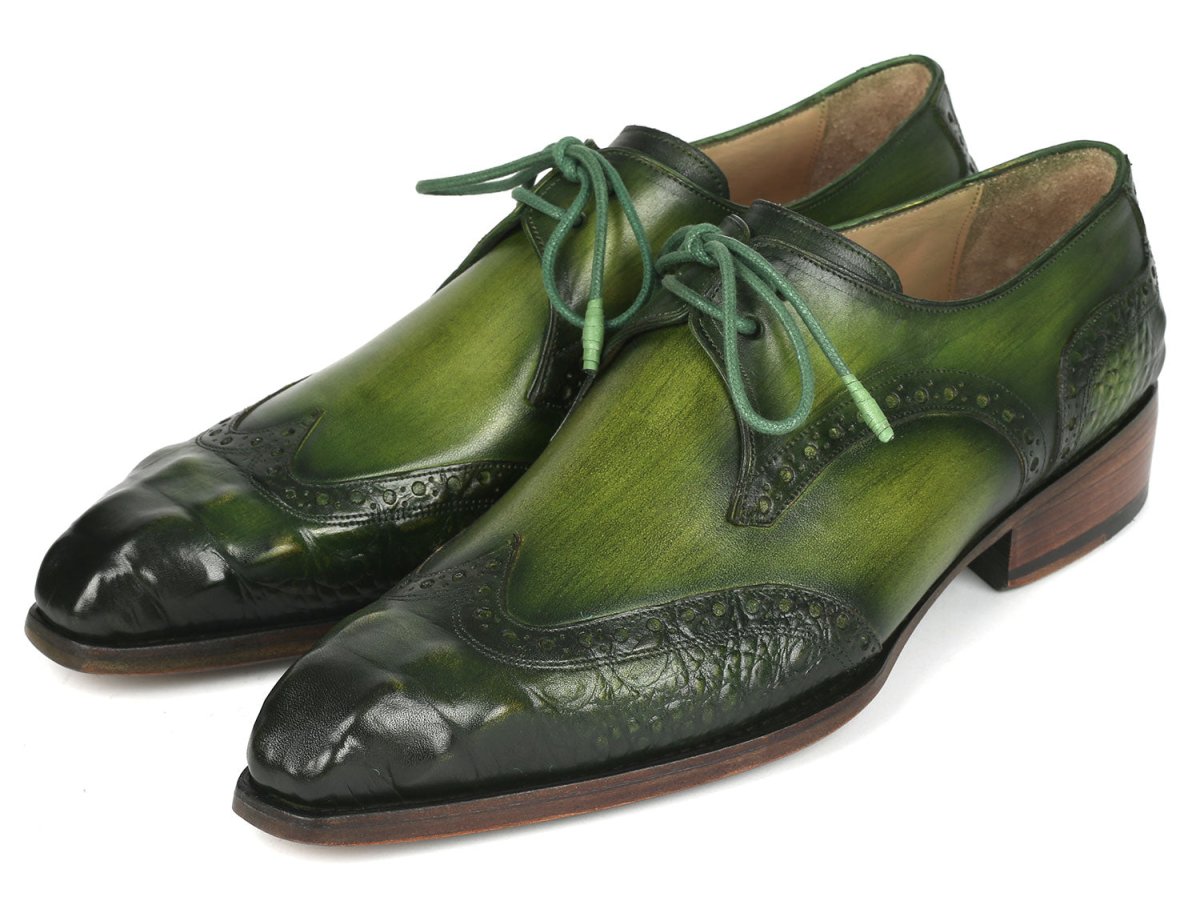 Paul Parkman Goodyear Welted Wingtip Derby Shoes Green (ID584 GRN)