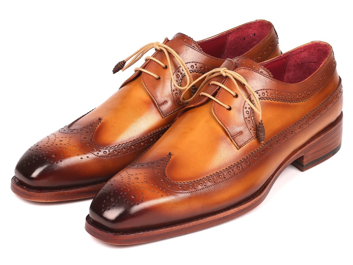 Paul Parkman Goodyear Welted Wingtip Derby Shoes in Camel