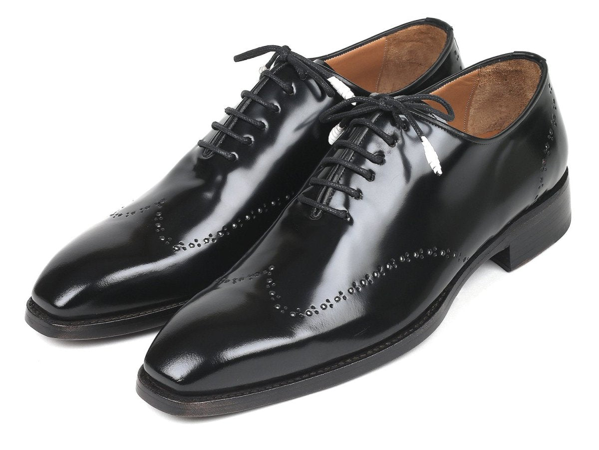 Paul Parkman Goodyear Welted Wingtip Oxfords Black Polished Leather (ID181BLK55)