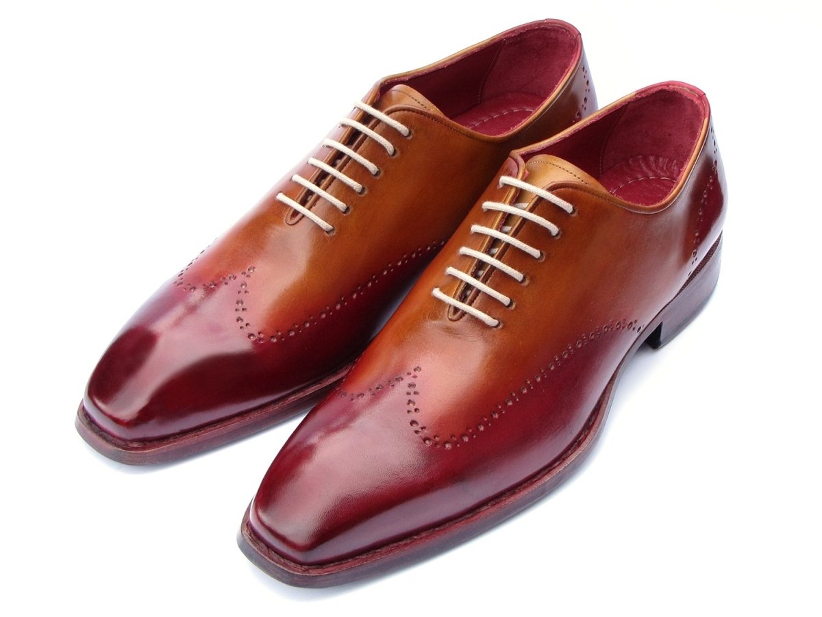 Paul Parkman Goodyear Welted Wingtip Oxfords Bordeaux and Camel (ID081 RDT)
