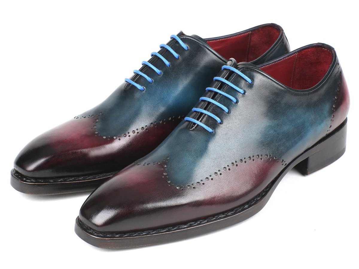 Paul Parkman Goodyear Welted Wingtip Oxfords in Blue and Purple