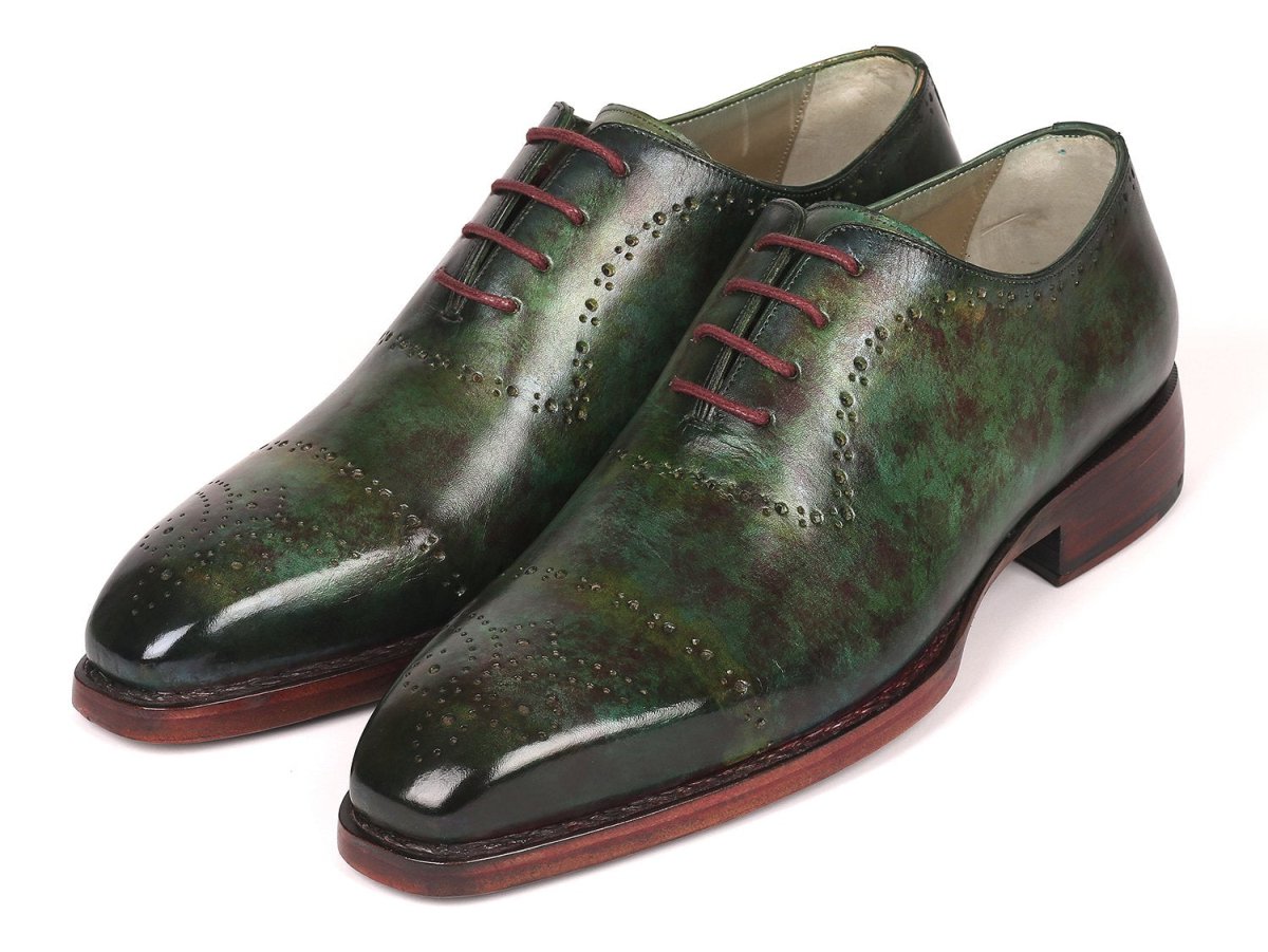 Paul Parkman Green Marble Patina Goodyear Welted Oxfords (ID56GRN37)