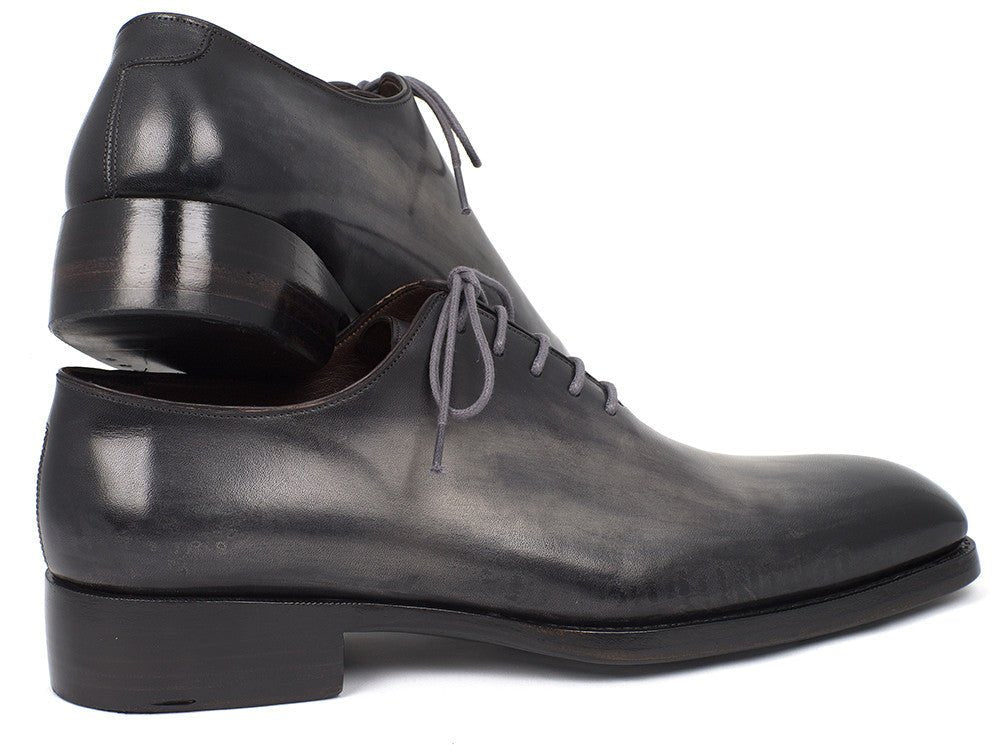 Paul Parkman Hand Painted Leather Wholecut Oxfords in Gray and Black