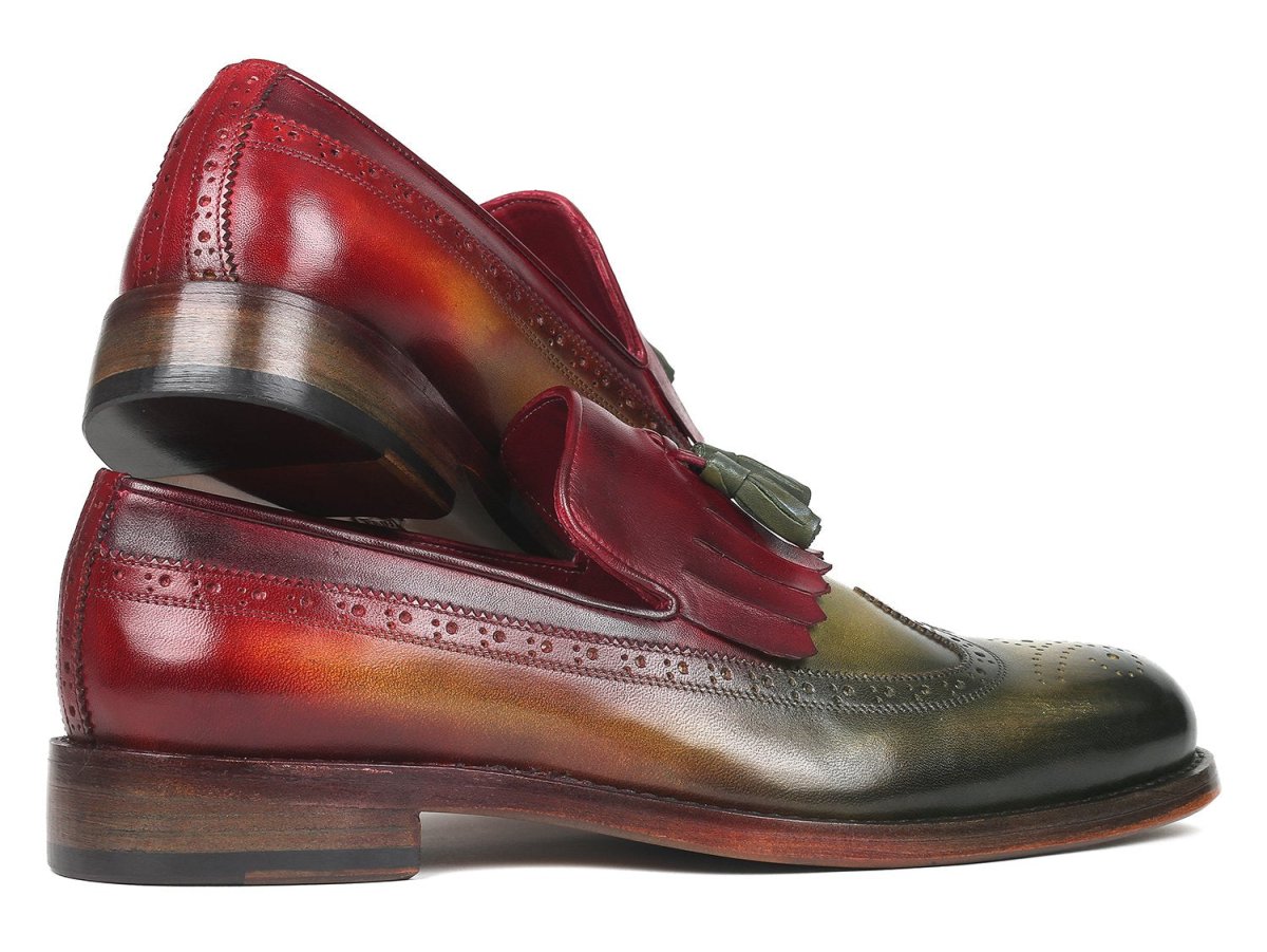 Paul Parkman Kiltie Tassel Loafer in Green and Bordeaux