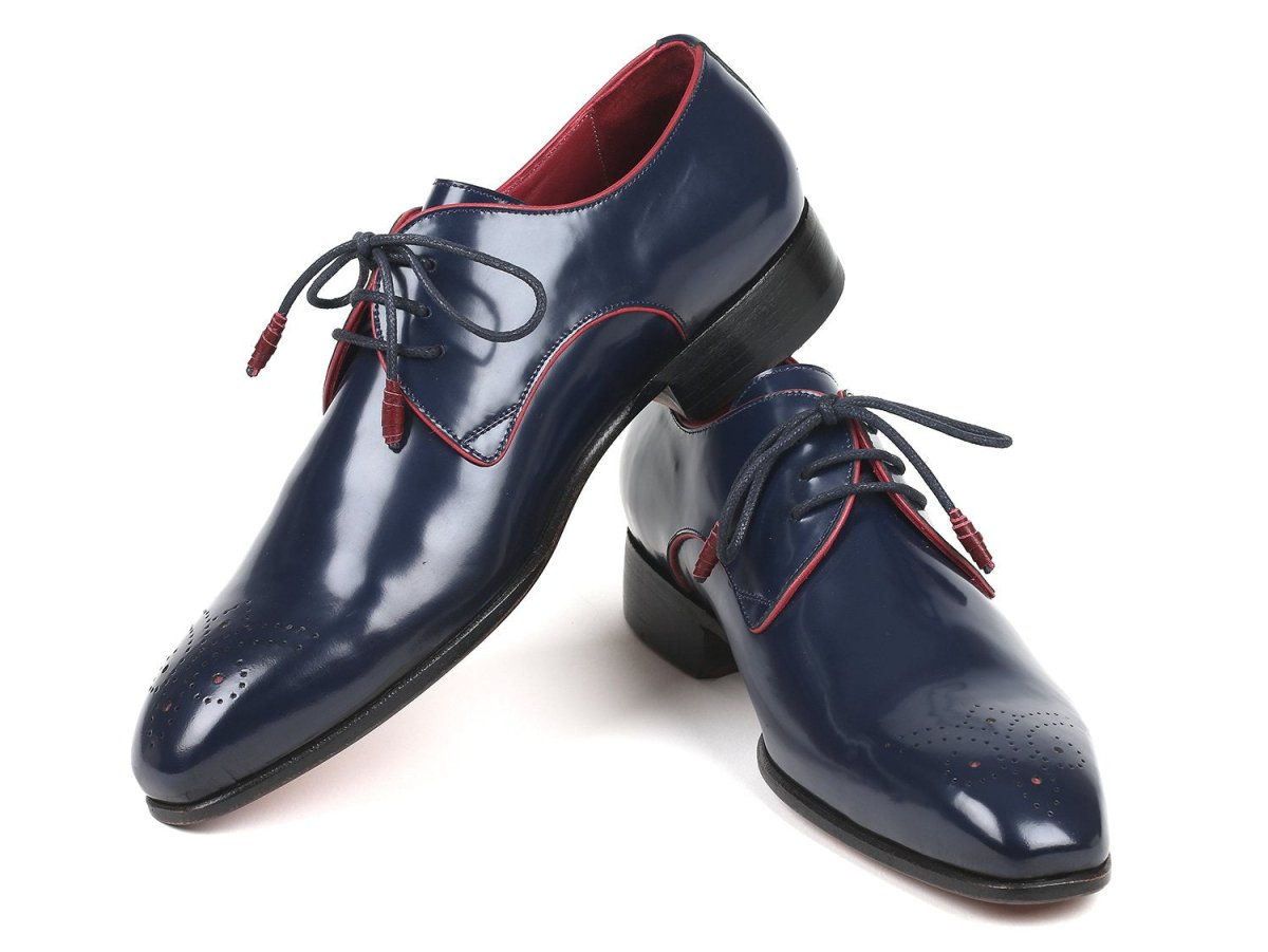 Paul Parkman Medallion Toe Navy Derby Shoes (ID57RG27)
