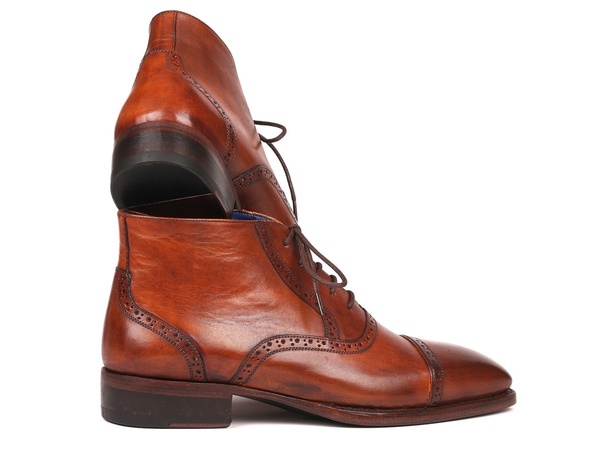 Paul Parkman Men's Antique Brown Cap Toe Ankle Boots (ID646BRW15)